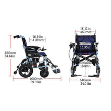 Accessori per la casa Sedia a rotelle elettrica per anziani disabili pieghevole 26 kg (portata 20 km) Joystick a 360 gradi Capacità di peso 100 kg Larghezza sedile 46 cm Batteria al litio Comando s