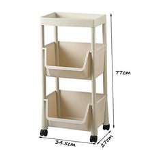 LYM &ripiano di stoccaggio Mensole della Cucina, di Verdura a Pavimento e Frutta Bagagli Rack Multifunzione Ruote -3 Strato Scaffale di Finitura