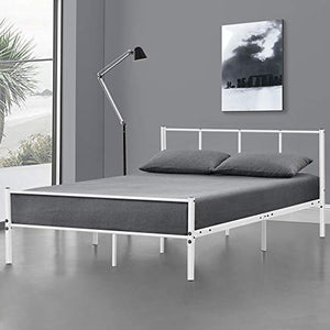Struttura Letto in Metallo con Testiera e Pediera 120 x 200 cm Letto 1 Piazza e Mezza per Adulti/Ragazzi - Bianco