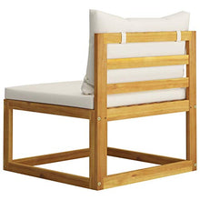 Tidyard Divano Modulare da Giardino a 2 Posti in Legno Massello di Acacia con Cuscini Crema,Divano Modulare da Giardino in Legno,Divano da Esterno in Legno,Divano in Legno,Divano Giardino 2 Posti