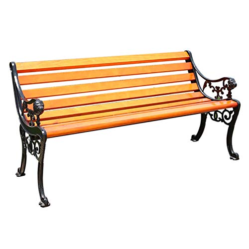 GaoF Panchina da terrazza panchina da Esterno, Balcone da Giardino panchina a doghe in Legno con Schienale, Struttura in ghisa e sedili in Legno massello anticorrosivo, per portici, Prati,