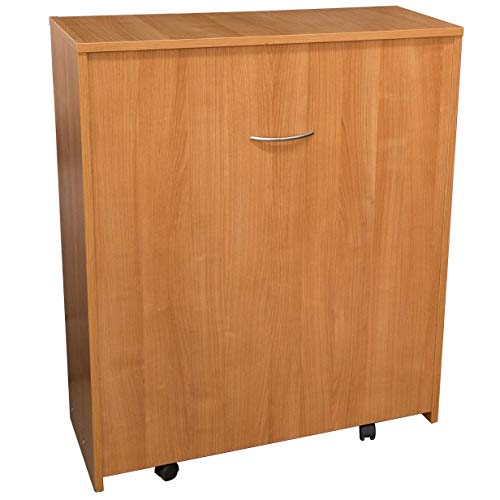 DOLCI SOGNI Mobile Letto A Scomparsa Singolo 80x190, 100% Made in Italy, Letto a Scomparsa con Mobile dotato di Rete a Doghe in Legno e Materasso, Legno Beige, Letto Pieghevole Estraibile