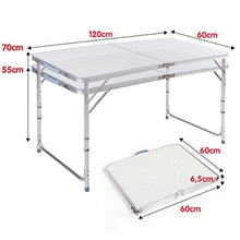 DXP Aluminum Tavolo Da Campeggio Regolabile in Altezza Pieghevole Portatile Formato Valigia 120x60x (55-70) Centimeter