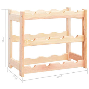 Cikonielf Portabottiglie in legno a 3 livelli per 12 bottiglie, 43 x 25 x 38 cm, scaffale per bottiglie di vino