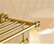 GJJSZ Mensola Porta Asciugamani/portasciugamani Oro Antico,Porta Asciugamani a Due Piani in Acciaio Inossidabile,mensola da Bagno 65 * 23,5 cm a Parete