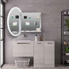 Smart Bathroom Specchio Gabinetto Specchio Rotondo con La Luce del LED Bagno Specchio con Ripiani Medicazione Specchio (Color : Silver, Size : 60cm)