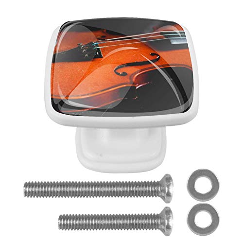 Set di 4 maniglie rotonde per armadio da cucina, credenza, cassettiera, cassettiera, con viti, per cucina, comò, armadietto, bagno, guardaroba, strumenti musicali violoncello retrò