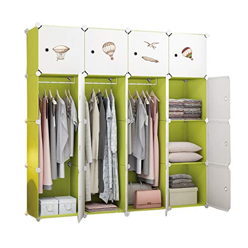 Locker 16-Porte Armadio Armadio 3-Hanging Archivi Rimovibili di Plastica 7-Gitter Scaffali Abbigliamento Home Camera Verde 147X47X147CM MUMUJIN