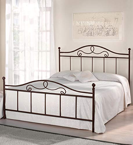 SomnusSana Letto in Ferro Battuto Matrimoniale - Prodotto Artigianale Italiano Modello MALTA Disponibile in vari colori 160x190 Made in Italy (Rame Bruciato)