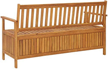 ZRB Baule da Giardino, Bench da Giardino Panche in Legno Solido Patio in Legno di Acacia con braccioli Panchina del Parco per all'aperto,Multibox