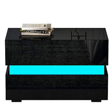 Comodini, Mobili Comodino Moderno, Mobiletto Multiuso Tavolino da caffè, in pannello truciolare, con LED luci, per Camera da letto, soggiorno e ufficio(nero)