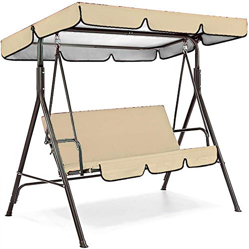 Torlia Tettuccio di Ricambio Universale per Altalena da Esterno per Sedia a Dondolo, Copertura di Ricambio Impermeabile per Altalena da Giardino, Patio, Altalena-Beige_164 * 114 * 15 cm