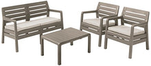 Keter Delano Lounge Set, Set Mobili da Giardino con Divano 2 Posti 2 Poltrone e Tavolino, Cappuccino