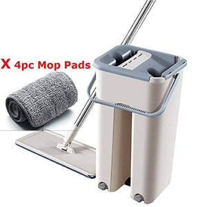 SSAYY Spray Mop Mop per Spremere Piatti Magici E con Secchio Mano Libera Strizzare Pulizia dei Pavimenti Cuscinetti in Microfibra Detergente Telescopico per Legno Duro 360 Mop