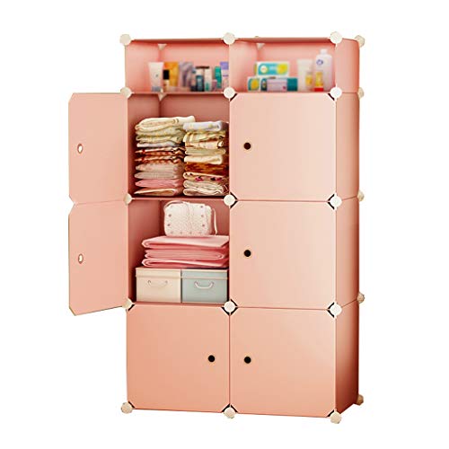 Locker Ripiani Noleggio Vestiti Divide-Grid Home Camera da Letto Armadio Armadio Rimovibili di Plastica Dormitorio Rosa 75X37X129CM MUMUJIN
