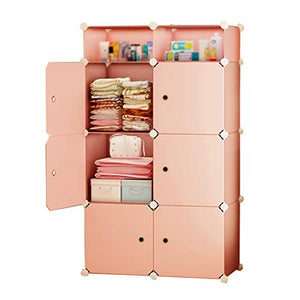Locker Ripiani Noleggio Vestiti Divide-Grid Home Camera da Letto Armadio Armadio Rimovibili di Plastica Dormitorio Rosa 75X37X129CM MUMUJIN