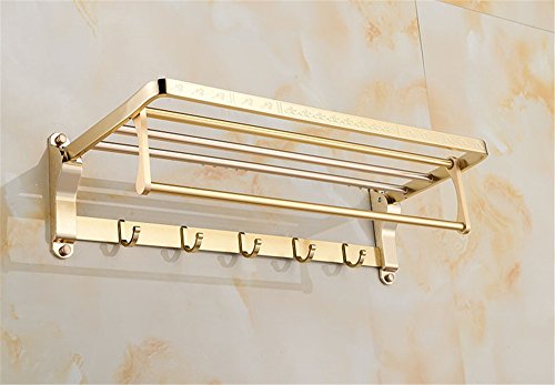 MBYW moderno e minimalista portasciugamani moda bagno portasciugamani libero punzonatura spazio bagno in alluminio europeo oro portasciugamani pieghevole portasciugamani hardware pendente asciugamano appeso bar 60 cm