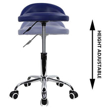 KKTONER Sgabello girevole con schienale in ecopelle Sgabello regolabile in altezza con ruote per la pittura Massaggio per tatuaggi SPA Sgabello da lavoro per negozio (Blu)