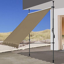 QUICK STAR Tenda da sole per balcone, 250 x 130 cm, colore beige, altezza regolabile da 200 a 290 cm, per balconi, senza fori