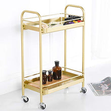 BLWX LY Carrello di stoccaggio in Ferro, ripiano a 2 Piani con Ruote ， Ripiano for organizzatore for Salone di Bellezza, Carrello da Cucina Stretto ， Oro