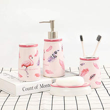 WYPDM Lavaggio Ceramica 4 Pezzi Set Nordic Flamingo Stampa Bagno Set Accessori Bagno