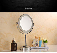 specchio trucco,specchio trucco,Specchio cosmetico da tavolo 3x da 8 pollici, specchio cosmetico a LED bifacciale con cromatura chiara