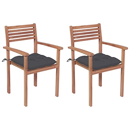 vidaXL Sedie da Giardino 2 pz con Cuscini Antracite Massello di Teak