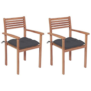 vidaXL Sedie da Giardino 2 pz con Cuscini Antracite Massello di Teak