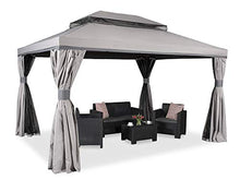Garden Point Gazebo da Giardino Valencia | 300 x 400 cm | Rettangolare | Idrorepellente | Ideale per i mobili da Giardino e Jacuzzi | Montaggio Facile| Tende in Set | Grigio
