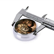 Scatola rotonda per medicina portatile, mini pillole in metallo, dispenser per pillole tascabili, borsa da viaggio, regalo per tigre, orango e amici