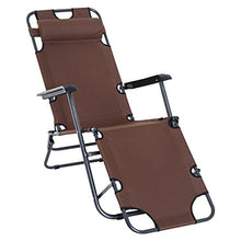 Outsunny Lettino Sdraio Pieghevole da Giardino, Mare, Spiaggia, Piscina, Chaise Longue Richiudibile con Braccioli, Marrone