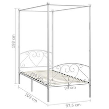 SKM Letto a Baldacchino Bianco in Metallo 90x200 cm (19.9kg)