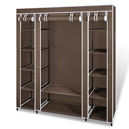 GOTOTOP Armadietto portaoggetti pieghevole, in tessuto non tessuto, armadio portaoggetti, guardaroba, 45 x 150 x 176 cm, colore: Nero