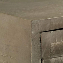SKM Cassettiera Legno Massello di Mango Grigio e Ottone 140x40x80cm