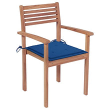 vidaXL Sedie da Giardino 4 pz con Cuscini Blu Reale Massello di Teak