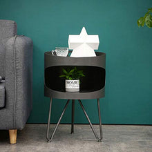 Bedside Tables Tavolino da caffè Rotondo Piccolo Comodino in Metallo Doppio Strato Soggiorno Camera da Letto Espositore per La Casa Mobili Semplici, 40X58CM(Color:Grigio Scuro)