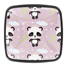 Home - Set di 4 pomelli quadrati per armadietti da cucina, credenze, mobili, mobili, cassetti, cassettiera, cassettiera, motivo: orso panda con corona