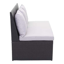 Mendler Divano sofà 2 posti da Esterno HWC-G16 polyrattan Nero Cuscino Grigio Chiaro