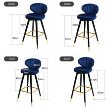 Sgabello da bar in PU materiale in legno massello sgabello alto sedia da bar sedia a casa schienale alto moderno (colore albicocca, dimensioni: 54 cm)