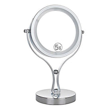 WM Creative Specchio da trucco da 15 cm con accensione, zoom bifacciale + design a doppia staffa, con pulsante di diametro 10,21 cm