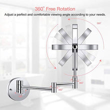 MRJ Specchio Ingranditore con Luce LED, Specchietti da Trucco a Parete Bilaterali, Lente d'Ingrandimento 5X e Specchio Piatto, Cromato in Metallo, EU Plug
