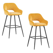 Sgabello da bar in velluto imbottito, sedie con braccioli e braccioli da cucina, sgabello alto, supporto Black Metal Legs per casa, cucina e counter (2, oro)