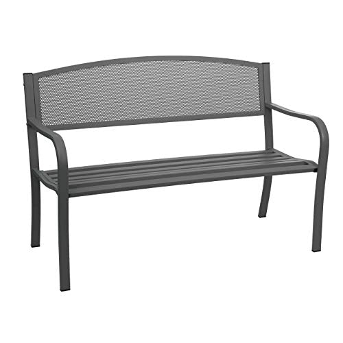 Mendler Panca panchina 2 posti da Giardino HWC-F52 Acciaio Verniciato Nero