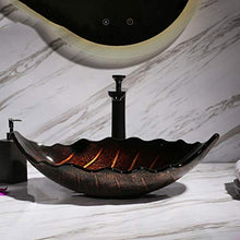 Washbasin Lavabo Ovale a Forma di Foglia Art Lavabo Creativo retrò Antico Ceramica Cinese Stile Antico lavabo Bagno (55 x 35,5 x 12,5 cm)