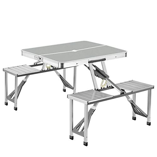 FOMT Tavolo da Picnic Pieghevole E Set da Spiaggia,Tavolo da Campeggio Portatile E Kit da Spiaggia con 4 Posti per Tavolo da Picnic All'aperto E Set di Sedie da Campeggio,D