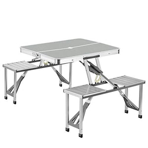 FOMT Tavolo da Picnic Pieghevole E Set da Spiaggia,Tavolo da Campeggio Portatile E Kit da Spiaggia con 4 Posti per Tavolo da Picnic All'aperto E Set di Sedie da Campeggio,D