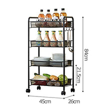 YIN YIN Carrello per ripiani Scaffale da cucina multi-strato in ferro battuto mobile conveniente solido stabile capacità grande cucina sala da pranzo soggiorno mensola nero 45X26X84cm Carrello a rulli