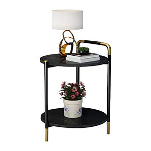 KangJZ-Tables Tavolini Doppi Nordici, Divani da Soggiorno Tavolini da Salotto in Ardesia Tavolini Rotondi da Balcone Tavolini da Appartamento Piccoli(Size:45 * 55cm,Color:Nero)