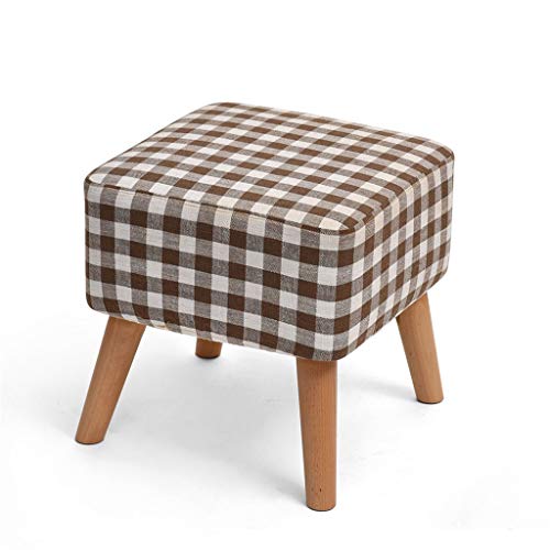Mobili per la casa e Giardino Sgabello Quadrato in Legno Sgabello Imbottito con poggiapiedi Quadrato Imbottito con 4 Gambe in faggio e Rivestimento in Lino (Coperchio sfoderabile) Ottomani da Cucina