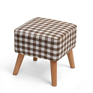 Mobili per la casa e Giardino Sgabello Quadrato in Legno Sgabello Imbottito con poggiapiedi Quadrato Imbottito con 4 Gambe in faggio e Rivestimento in Lino (Coperchio sfoderabile) Ottomani da Cucina